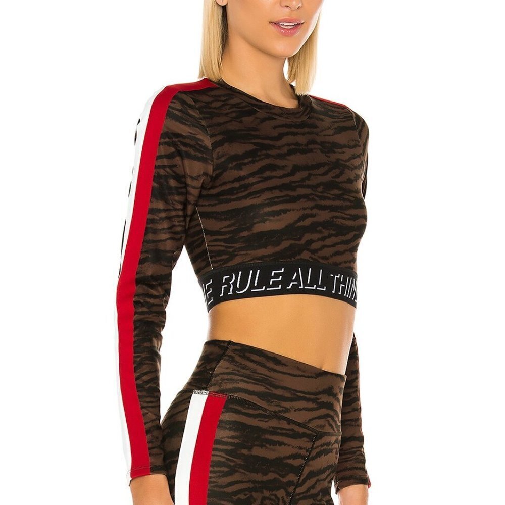 Pam & Gela Tiger Crop Long Sleeve Top-Size L